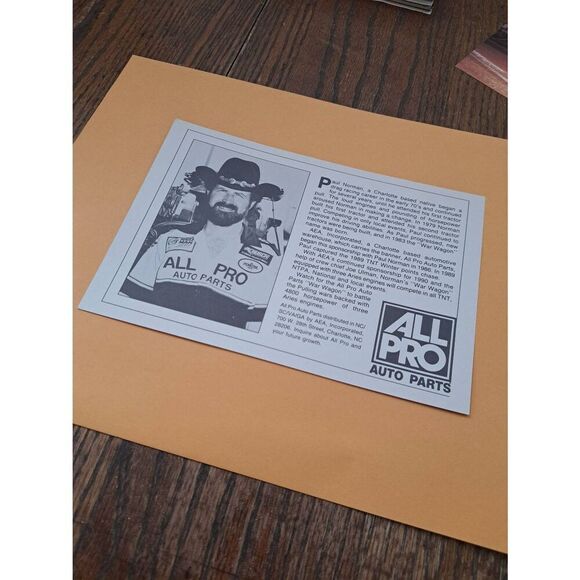 Vintage 1990 Paul Norman War Wagon Driver Card All-Pro Auto Parts TNT 8x6 - Picture 2 of 2